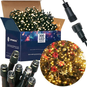 Chaîne de lumières LED 19,5 m Blanc chaud 300 LEDs Intérieur Extérieur