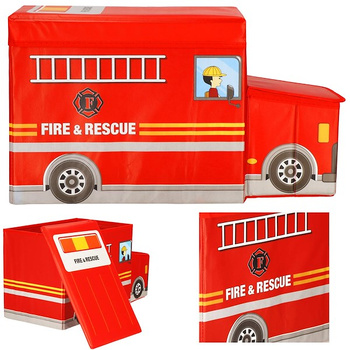 Boîte à jouets avec couvercle 37 L Camion de pompiers