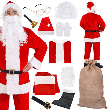 Costume de Père Noël 11 éléments Qualité Premium