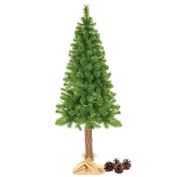 Künstlicher Weihnachtsbaum Kiefer Naturstamm Naturzapfen Jutesack 160 cm hoch