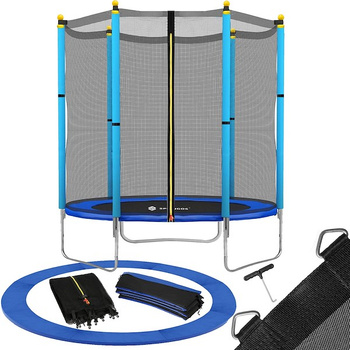 Trampoline de jardin avec filet intérieur 140 cm Tapis de saut Rouleaux en mousse pour poteaux de trampoline