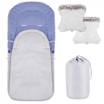 Winterfußsack mit Handwärmer, Schlittensack 90 x 43 cm für Kinderwagen und Schlitten