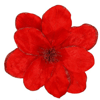 Künstliche Magnolienblüte am Stiel Kunstblume Blumendeko 31 cm rot