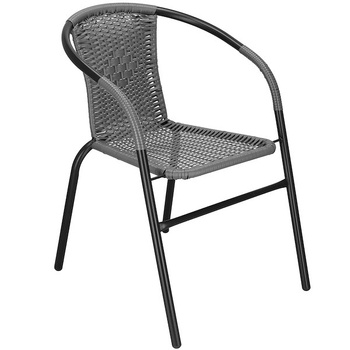 Chaise de jardin en métal, chaise tressée pour un balcon gris