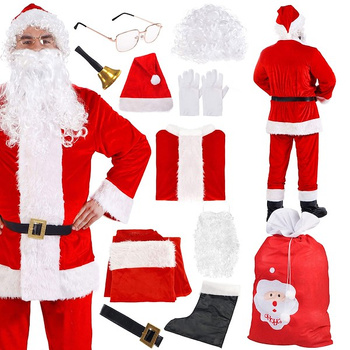 Costume du Père Noël 11 pièces Déguisement de Noël