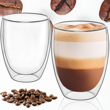 Thermogläser 2-er Set doppelwandige Kaffeegläser Latte Macchiato 350 ml