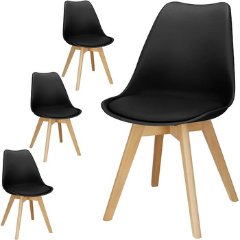 4-er-Set Küchenstühle Esszimmerstühle Holzbeine schwarz