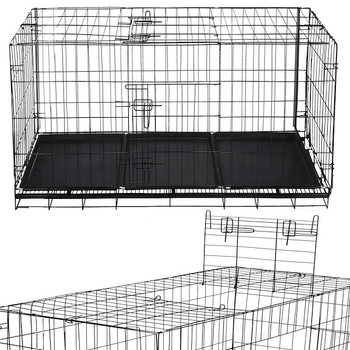 Gitterkäfig Indoor-Kennel mit Bodenwannen zwei Türen 130 x 70 x 60 cm