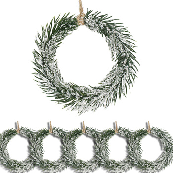 Baumbehang Mini-Adventskränze in Winteroptik 10 cm 6 Stück