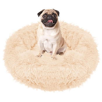 Lit rond pour chien de 60 cm de diamètre, confortable et douillet pour poil long