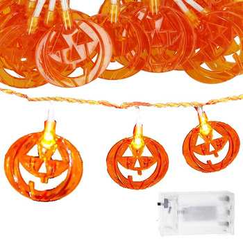 Halloween Guirlande Lumineuse LED Citrouilles 20 LEDs 2 Modes de Lumière Fonctionne à Piles