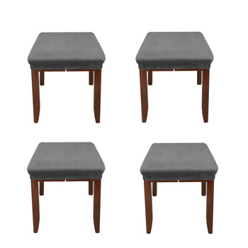 Couvoirs de siège de chaise gris pour chaises et tabourets lavables anti-poussiérale 4 pièces élastiques