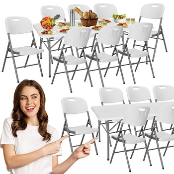 Ensemble de meubles de jardin Table à manger avec 8 chaises Groupe de sièges blanc