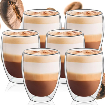Thermogläser doppelwandige Kaffeegläser Latte Macchiato 350 ml 6 Stück