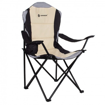 Chaise pliante de pêche de SPRINGOS, noir-beige-gris