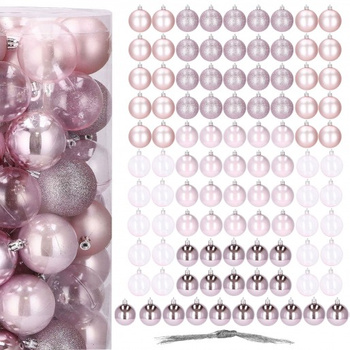 Boule de Noël, 100 pcs, Rose, Plastique, Diamètre 6 cm