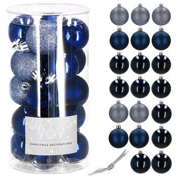 Ensemble de boules de sapin de Noël - 20 pièces, boules bleu foncé en plastique