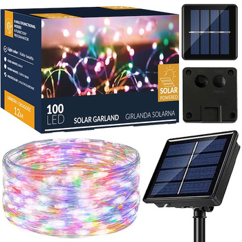 LED-Solar-Lichterkette à l'extérieur 100 LEDs 12 m lumière colorée