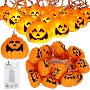 Décoration lumineuse LED pour Halloween Guirlande de citrouilles 20 LEDs