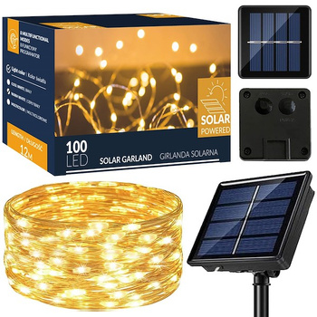 LED-Solar-Lichterkette extérieure Blanc chaud 100 LEDs 12 m