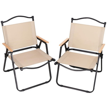 Accoudoirs de chaise pliante Chaises de camping du dossier 49,5 x 52,5 x 61 cm 2 pièces beige