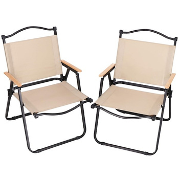 Chaises pliantes avec accoudoirs et dossier Chaises de camping 49,5 x 52,5 x 61 cm 2 pièces beige