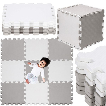 Tapis de puzzle en mousse EVA Dimensions 95,5 x 95,5 cm blanc-gris