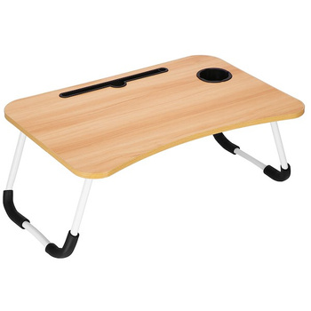 Tablette pour ordinateur portable Support pour ordinateur portable Pliable Table de lit brun clair Imitation bois