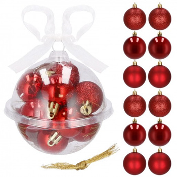 Ensemble de boules de Noël, 12 pièces, Rouge, Ø 3 cm