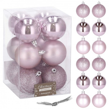 Boules de Noël 12 pièces, Ø 6 cm, Rose