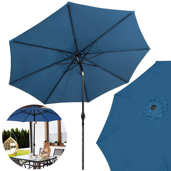 Parasol de jardin avec fonction d'inclinaison Système à manivelle 300 x 245 cm bleu foncé