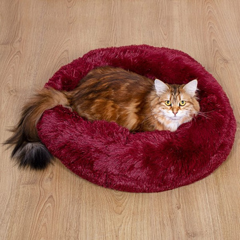 Place de couchage 60 cm bordeaux rond en forme de flacon avec des cheveux longs