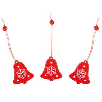 Décoration de sapin de Noël en bois de 5 cm, ensemble de 3 suspensions de cloches de Noël.