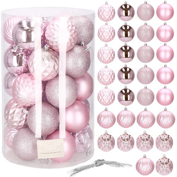 Boules de sapin de Noël en plastique 30 pcs, rose