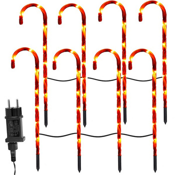 LED-Lichterkette Deko-Zuckerstangen Gartenstecker Strombetrieb 4,2 m