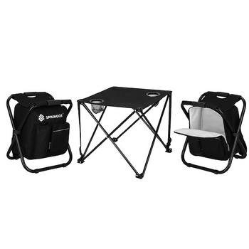 Campingtisch mit zwei Hockern integrierter Rucksack Freizeitmöbel Camping-Set 3-tlg.