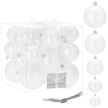 Boules d'arbre en blanc 37 pcs.