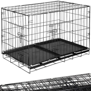 Gitterkäfig Indoor-Kennel mit Bodenwannen zwei Türen 100 x 70 x 60 cm