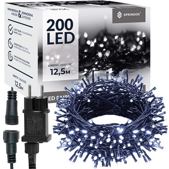 Guirlande lumineuse avec 200 diodes blanches froides Fonction mémoire 12,5 m