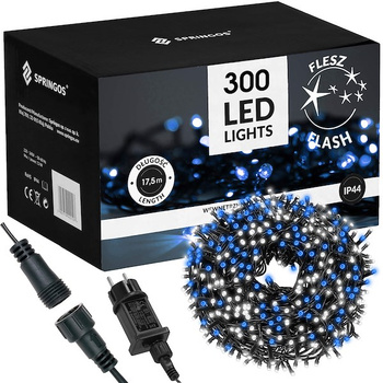 Lichterkette mit 300 LEDs und Flash Effekt LED–Lichterkette 17,5 m Blaues Licht