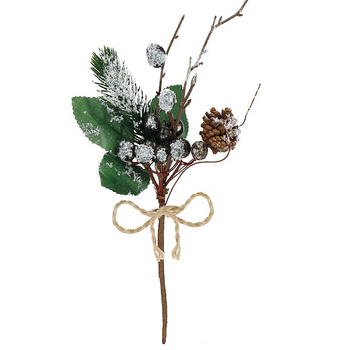 Branche décorative avec pomme de pin Décoration d'hiver avec baie d'aronia