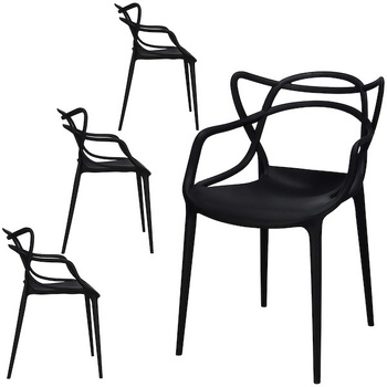 Moderne Stühle mit dekorativer Rückenlehne 4 Stück schwarz