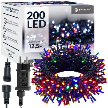 LED-Lichterkette mit Memory-Funktion 200 LEDs bunte Dioden 8 Modi 12,5 m