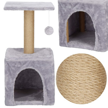 Arbre à chat avec maison pour chat, pompon de jeu, plateforme, poteaux en sisal 62 cm