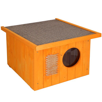 Maison pour chat en bois isolée cabane pour chat 49,5 x 58 x 36 cm orange