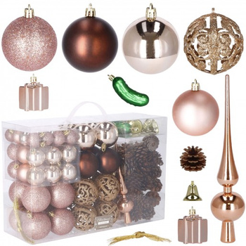 100 Pièces de Boules de Noël, avec Pointe, Or Rose