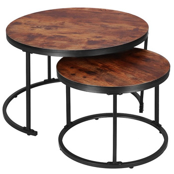 Tables d'appoint Tables basses Ensemble de 2 Plateau de table rond Industriel