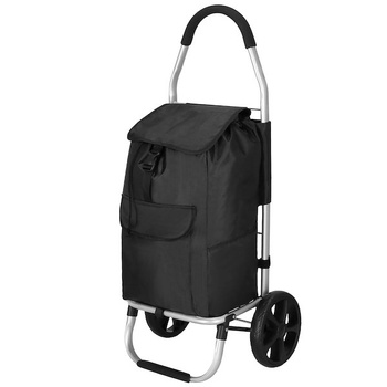 Sac de courses à roulettes 42 litres en aluminium noir jusqu'à 28 kg