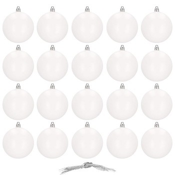 Boules de Noël blanches en plastique 20 pièces Diamètre 8 cm