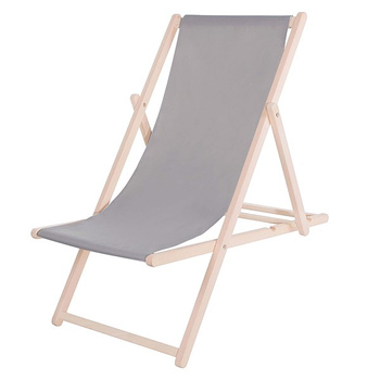 Chaise longue transat pour balcon gris en bois de hêtre